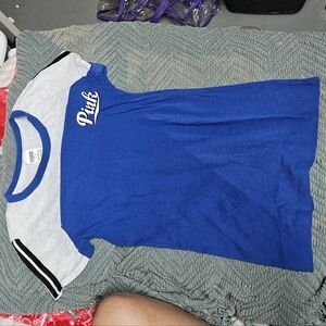 PINK Victoria's Secret Blue and Gray Short Sleeve Tee
